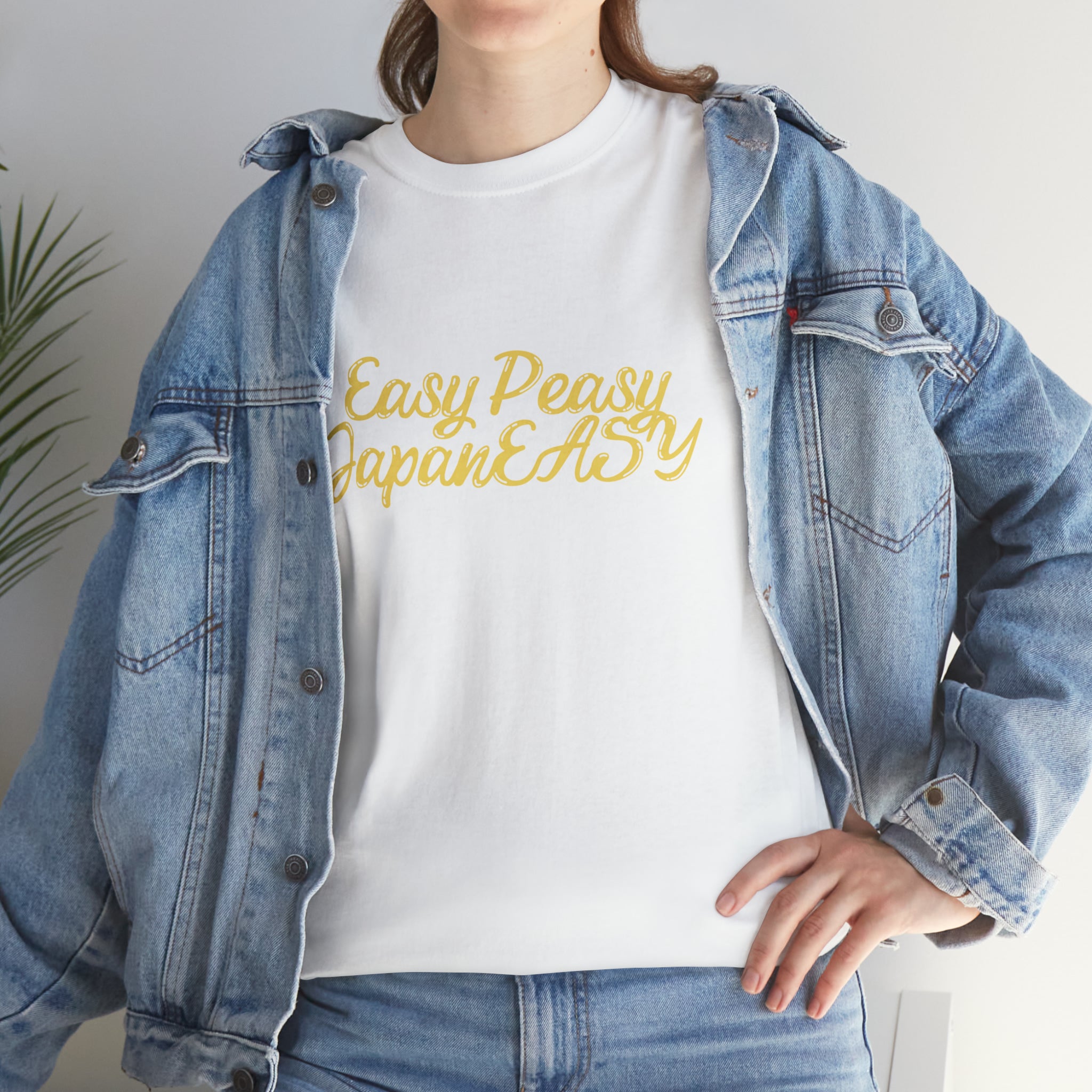 T-shirt with Japanese words / Easy Peasy JapanEASY / Unisex Heavy Cotton Tee